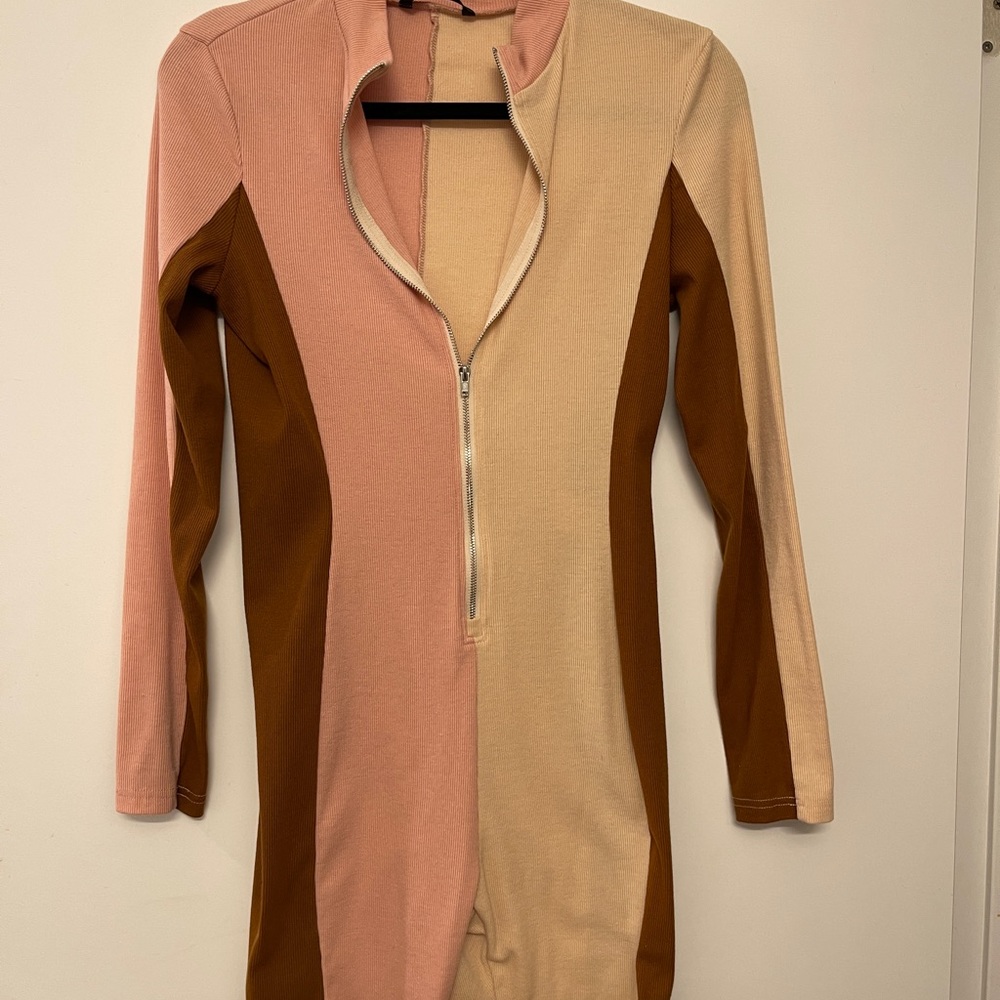 Color block Nude Bodysuit